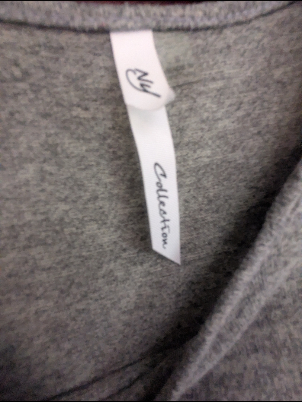 NY Collection Gray Lace-Up Shoulder Long Sleeve Tee - Picture 3 of 5